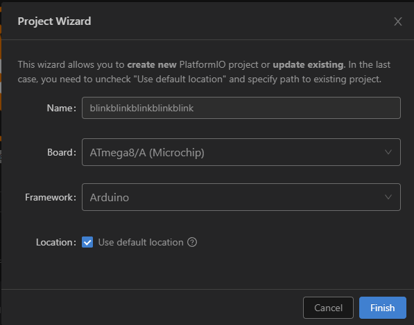 Create new PlatformIO project
